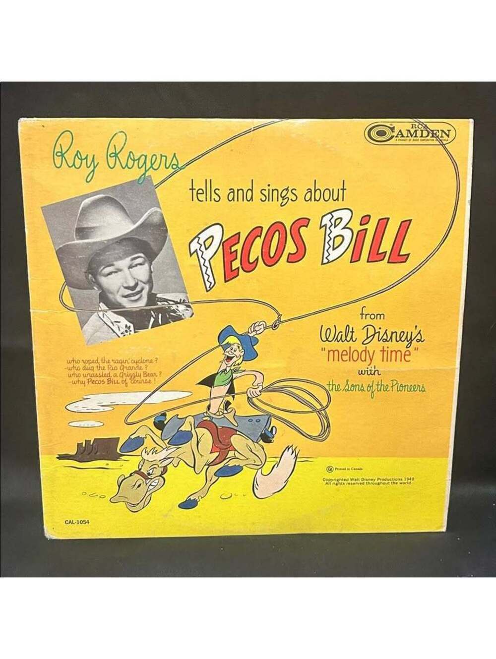Walt Disney’s “Johnny Appleseed” RCA Camden CAL-1094, 1959 Roy rogers pecks bill